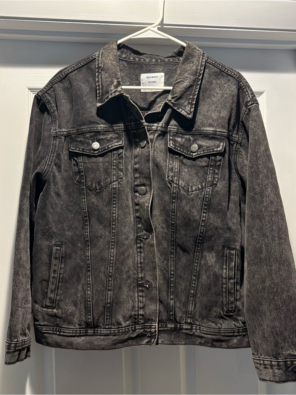 Old Navy Women’s Boyfriend Black Washed Denim Jacket S/L